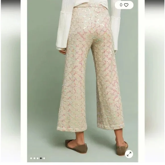 Anthropologie Cream Wide Leg Pants - Picture 3 of 5